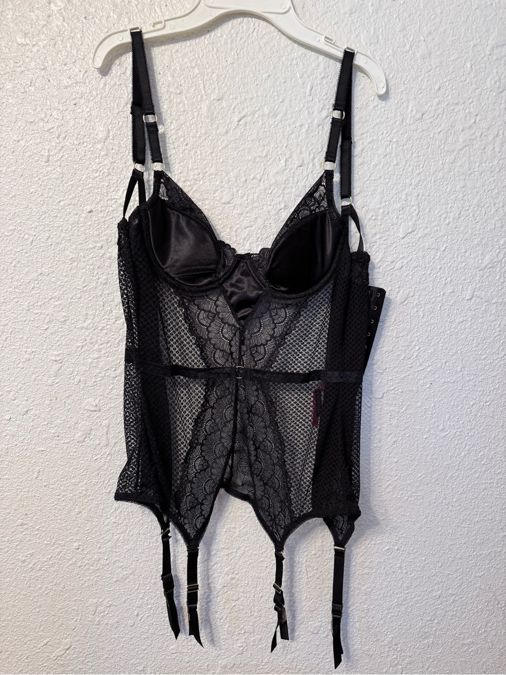 Black Lace & Mesh Bustier Garter Lingerie